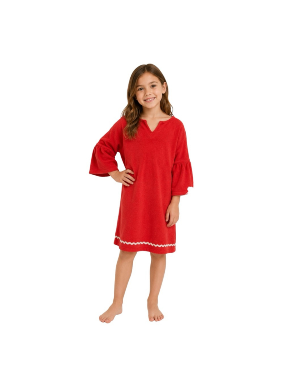 Janie and Jack Red Terry Cloth Ric Rac Cover-Up Dress Size 7
